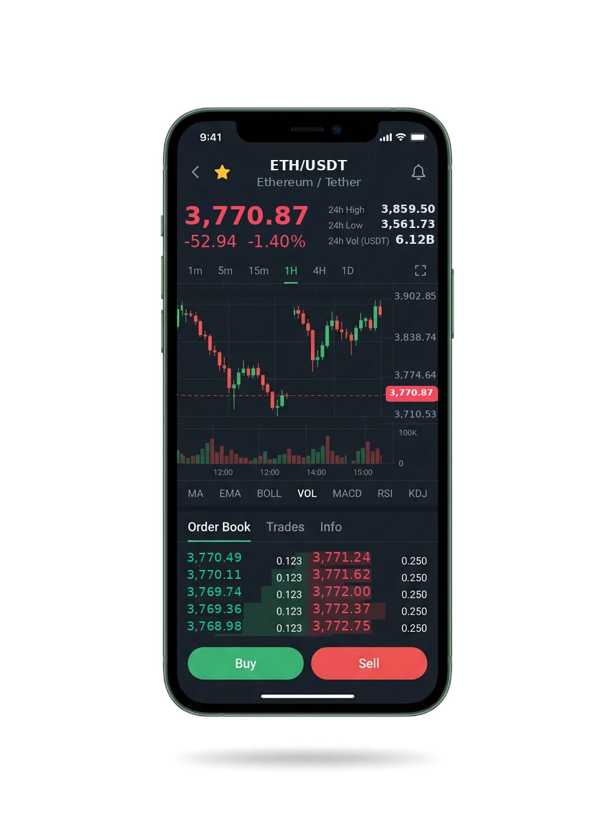 The same portfolio view on a phone screen